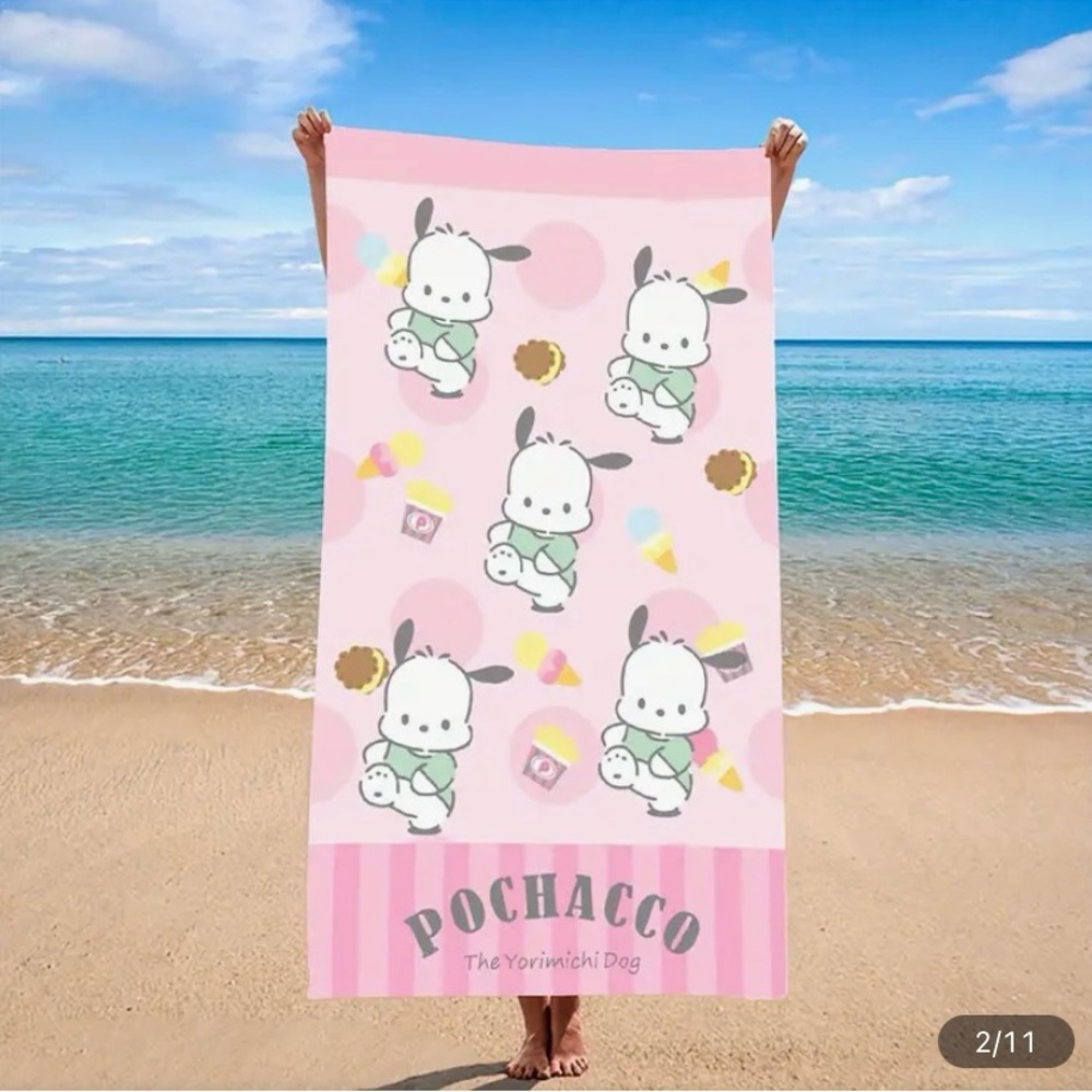 New Sanrio Character Pochacco Microfiber Beach Towel